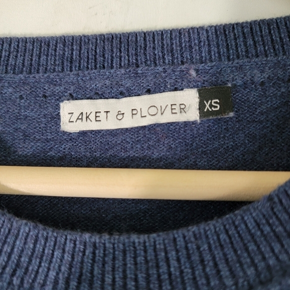 ZAKET & PLOVER Women Knit Top XS Cloud Gray Cashmere Contrasting Cuff Embroidery - Picture 10 of 12